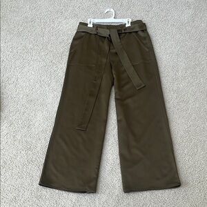 Joie Stylish Olive Green like Silk Wide-Leg Pants M